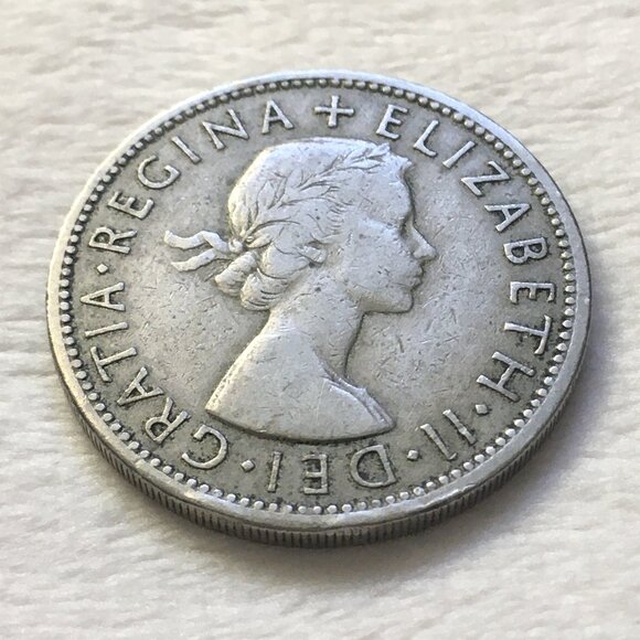 1956 Great Britain Queen Elizabeth II Two Shillings Copper Nickel Coin - Picture 2 of 5